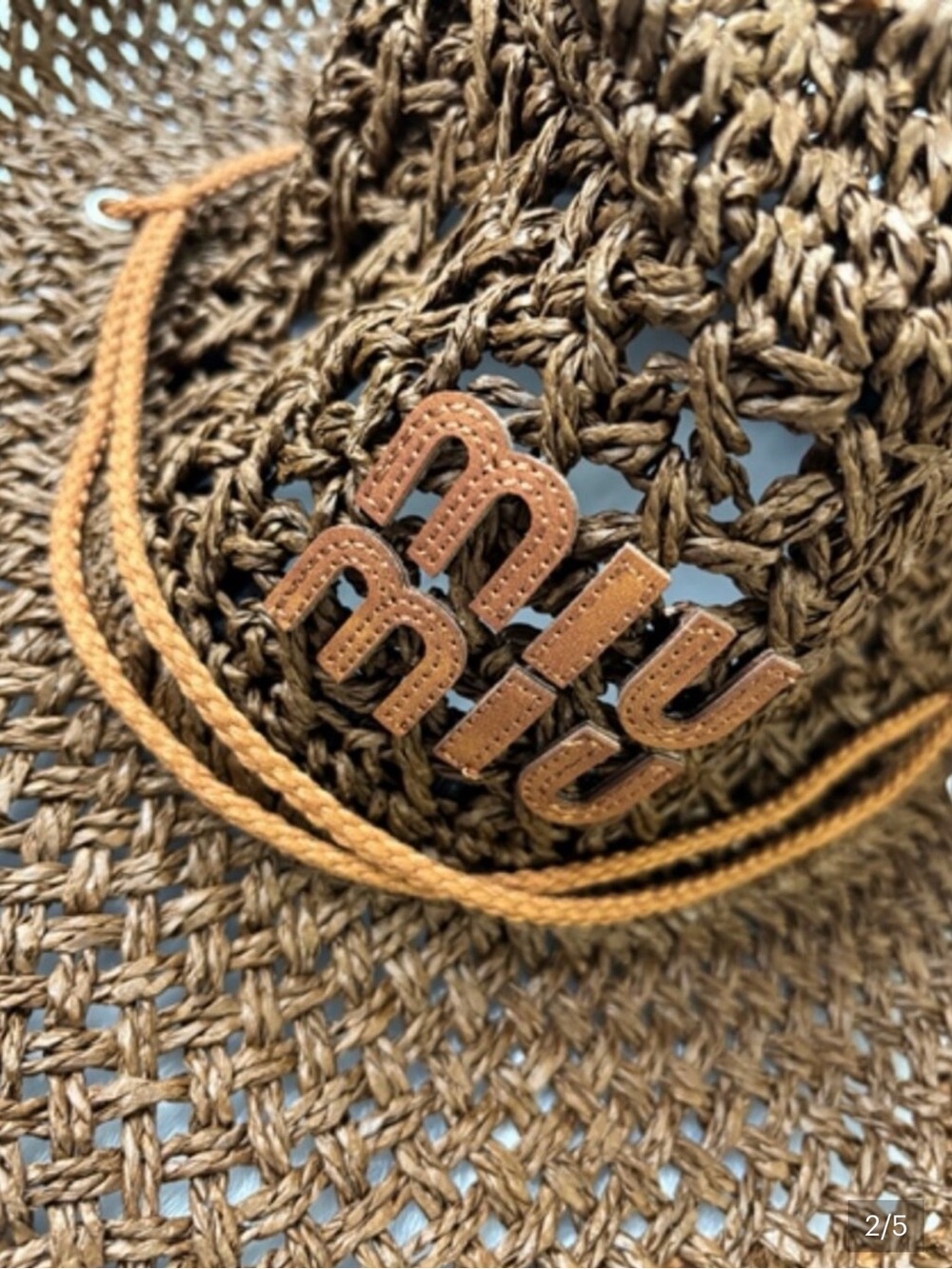 Miu Miu Brown Woven Straw Cowboy Hat with Logo Accent (NWOT) - Picture 3 of 4